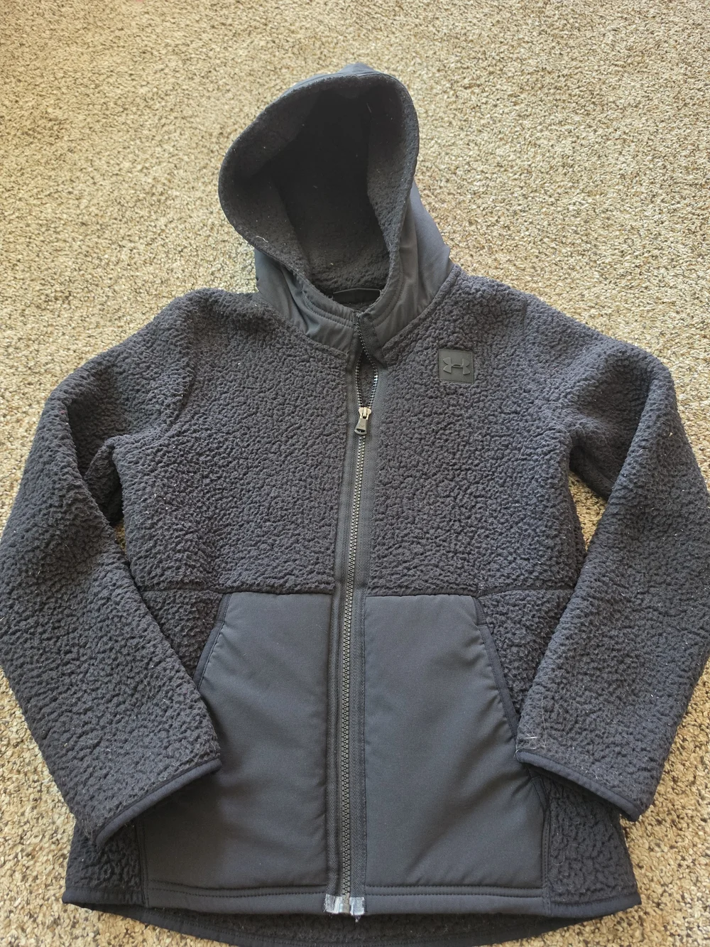 Under Armour Youth Fleece Full Zip Hood Jacket Gray Size YLG  Pockets